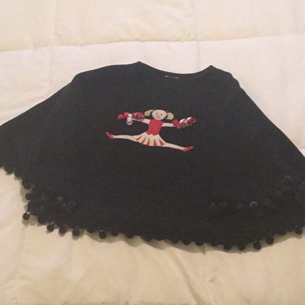 Adorable Fleece Poncho -Embroidered Cheerleader